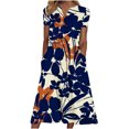 thumbnail image 2 of SMihono Robe d'Été Bohème pour Femmes Grande Taille Mode Décontractée d'Été avec Poches Manches Courtes Imprimée Col en V, 2 of 4
