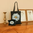 thumbnail image 2 of JEUXUS Portable Tote Bag 2 Pcs Canvas Tote Bags Cute Aesthetic Tote Bags with Zipper Sunflower Flower Graphic Black, 2 of 8