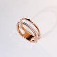 thumbnail image 2 of Anillo hueco de doble capa con microincrustaciones para mujer, temperamento de moda coreana, joyería de acero inoxidable en oro rosa, 2 of 5