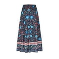thumbnail image 4 of Abomasnow Women's Plus Size Skirts Elastic High Waisted Casual Skirt Summer Boho Floral Tiered Midi Skirts Navy M, 4 of 6