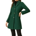thumbnail image 4 of MODA NOVA Juniors Single Breasted Notched Lapel Long Sleeve Long Overcoat Green S, 4 of 5