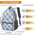 thumbnail image 3 of Blue and White Checkered Pattern 17" School Backpacks for Teens,Waterproof Oxford Fabric,S-Shape Padded Straps for School,Travel,Hiking,Camping, 3 of 6