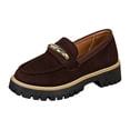 thumbnail image 6 of Rokment Womens Vintage Slip on penny Loafers Retro Suede Platform Chunky Lug Sole Oxfords Dress Shoes for Business Work Brown Size 6, 6 of 7