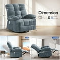 thumbnail image 3 of 360° Swivel Recliner Chair with Massage and Heat, Oversized Rocker Recliner Single Sofa with Charging Station and Side Pocket for Living Room, Blue, 3 of 9