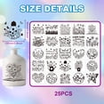 thumbnail image 2 of 1 Set 25Pcs 25 Styles PVC Self Adhesive Stickers Waterproof Embossed Card Making Black and White Sticker Flower 100x90mm 1pc/style, 2 of 7