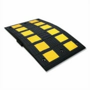 Notrax  2 x 19.7 x 35.4 in. Safety Rider Vulcanized Rubber Speed Bump - Middle Module, Black & Yellow