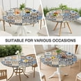 thumbnail image 7 of Elastic Round Tablecloth Floral Bohemian Print, 44 Inch Fits 38"-42" Tables, Stain Resistant Vinyl for Holiday Gatherings & Meals, 7 of 7