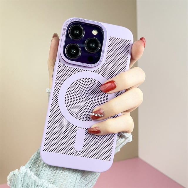 Funda de teléfono de refrigeración transpirable para iPhone 14 Plus 13 12 11 Pro Max, carga inalámbrica, parte trasera magnética, cubierta dura de PC, disipación de calor Fivean unisex