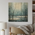 thumbnail image 2 of Designart "Blue White Modern Scandinavian Winter Painting VI" Landscapes Print on Natural Pine Wood, 2 of 5