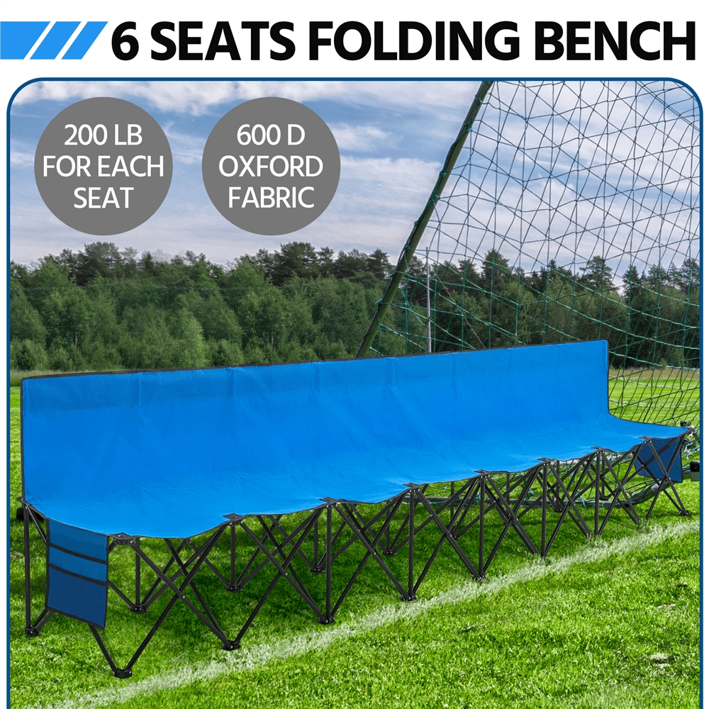 Renwick 8-Seat Folding Camping Bench with Backrest, Blue