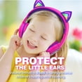 thumbnail image 7 of FosPower Bluetooth Kids Headphones with 3.5mm Audio cable included, LED Light Up Ears, Wireless or Cable Connected Kids Headset (Max 85dB) with USB-C Charging Cable - Hot Pink/Purple, 7 of 7