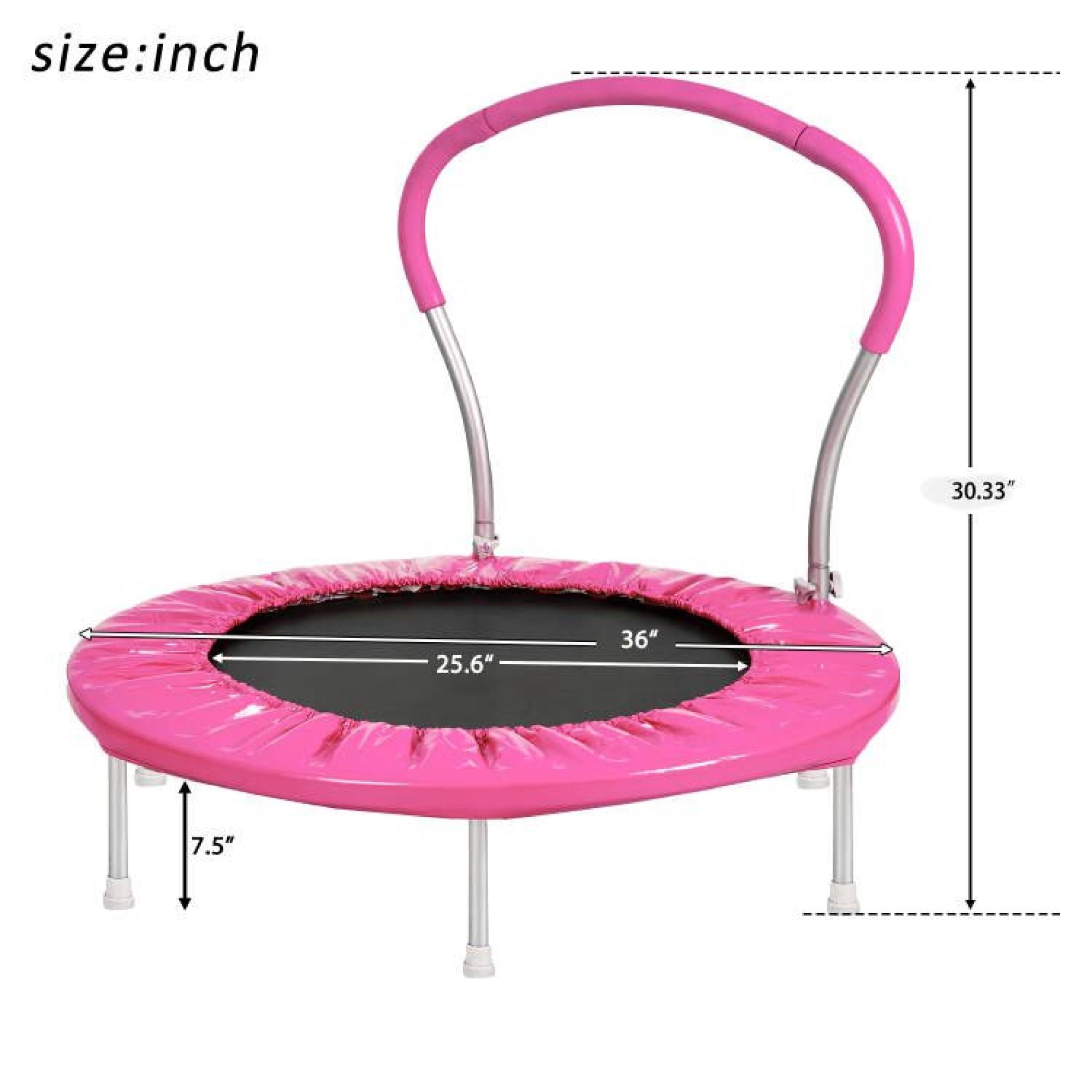 3FT Trampoline for Kids,36" Mini Trampolines with Foam Handle,Indoor/Outdoor Trampoline Birthday Gift for 2+ Years Kids,Pink