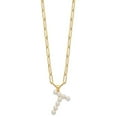 thumbnail image 3 of Auriga Fine Jewelry 925 Sterling Silver Gold-plated 3-5.5 mm FWC Pearl LETTER T 18in Necklace for Women 18", 3 of 6