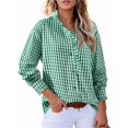 thumbnail image 6 of Endives Womens Button Down Blouse Plaid V Neck Casual Long Sleeve Tops Work Checkered Shirt Trendy Spring Outfit, 6 of 6