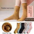 thumbnail image 2 of MesaSe 1 Pair Mid-Tube Ribbed Cuffs High Elasticity Women Socks Winter Floral Print Thickened Fleece Lining Thermal Socks, 2 of 11