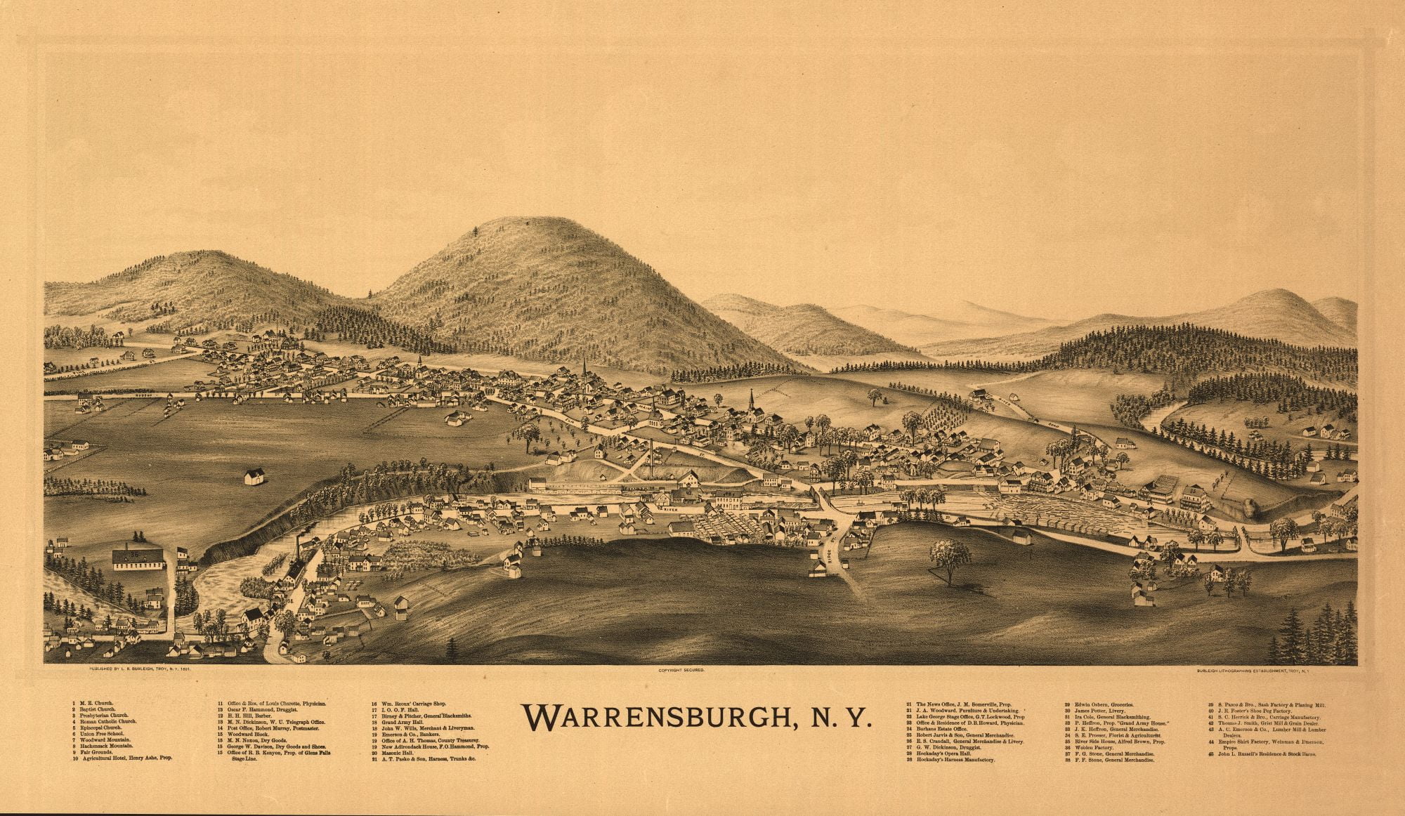 Warrensburg New York Burleigh 1891 23.00 x 39.59 Matte Canvas