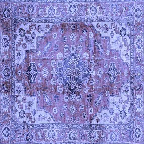 Ahgly Company Indoor Square Abstract Blue Modern Area Rugs, 7' Square