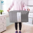 thumbnail image 6 of Deago 3 Pack Foldable Storage Bag, Large Capacity Clothes Organizers with Clear Window, Sturdy Zipper and Reinforced Handle for Comforters, Pillow, Blankets (Blue, 60L), 6 of 7