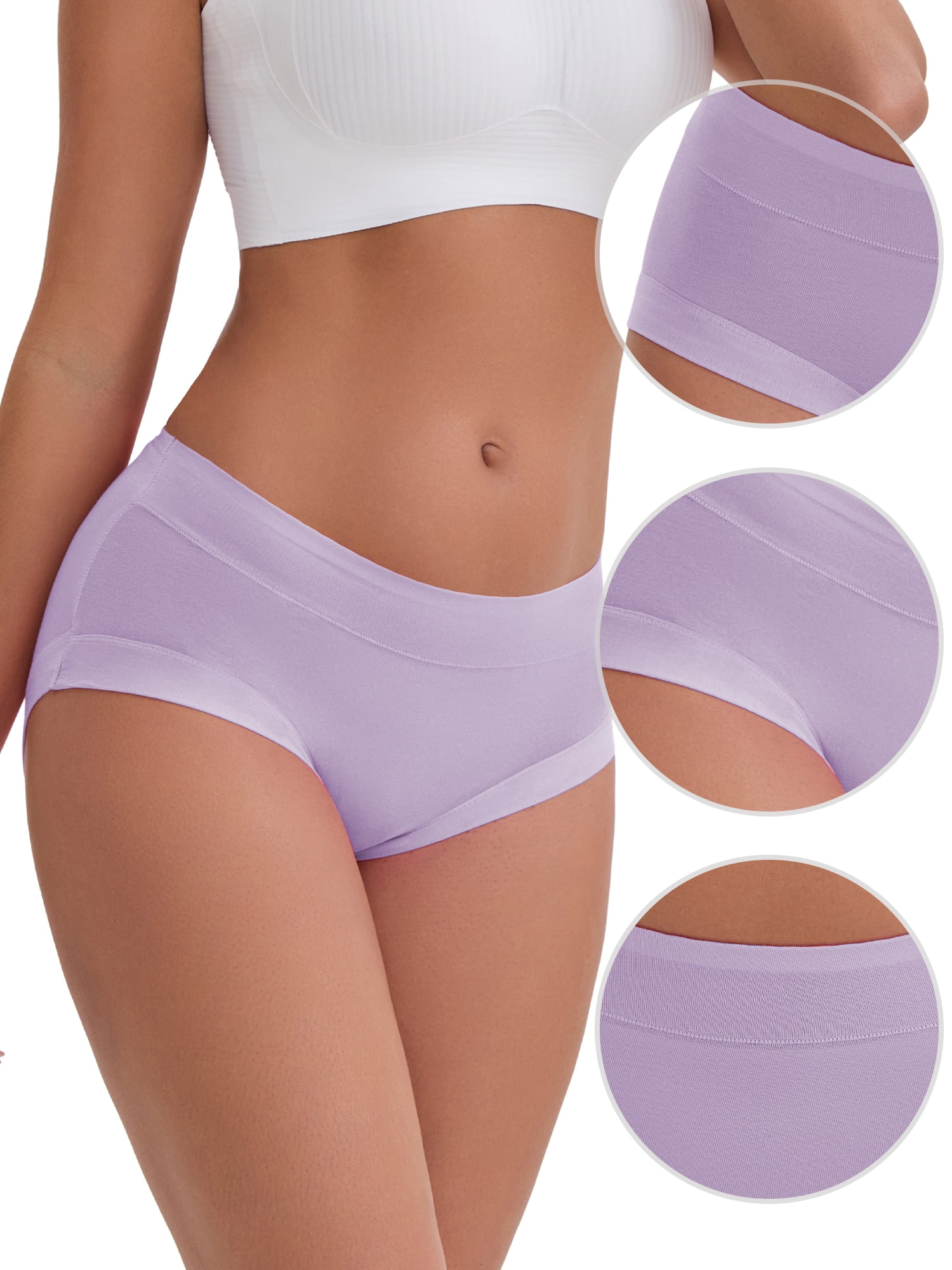 DARING DIVA Women's Plus Mid-Waisted Underwear Briefs 2 Pcs XL Pink, Light Purple