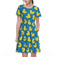 thumbnail image 1 of Easygdp Rubber Duck para Vestido Transpirable de Mujer, Vestido Suelto de Manga Corta con Pliegues y Bolsillos para el Verano, 1 of 6