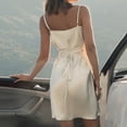 thumbnail image 4 of Vestido Corto De Satén Sexy Vestido corto de satén sexy Vestido sin espalda con tirantes Elegante club nocturno (Color arena S) Cgtredaw Para estrenar, 4 of 6