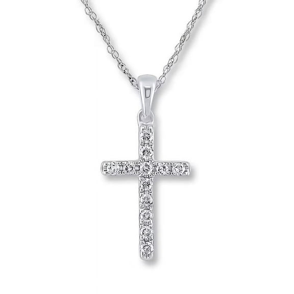 0.70 Ct Round Cut Real Diamond Beautiful Charm Cross Pendant Necklace for Women Solid 14K White Gold With 18 inches chain