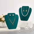 thumbnail image 5 of 2pcs Velvet with Wood Folded Bust Necklace Display Stands Jewelry Display Organizer Holder for Necklace Storage Prussian Blue 21x18.8cm DIY, 5 of 6