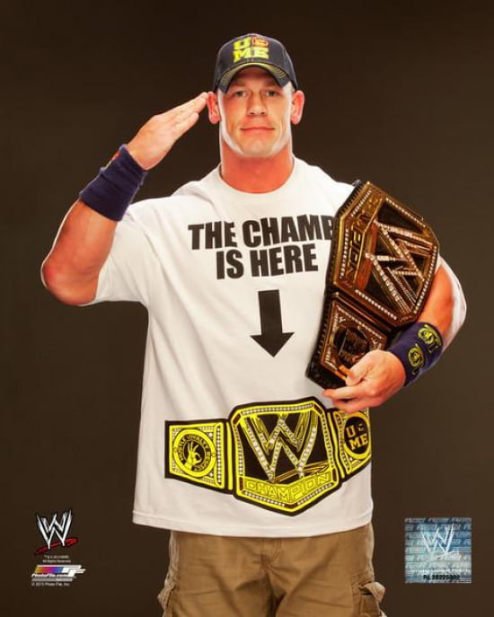 Photo File John Cena With The Wwe Championship Belt 2013 Posed Photo