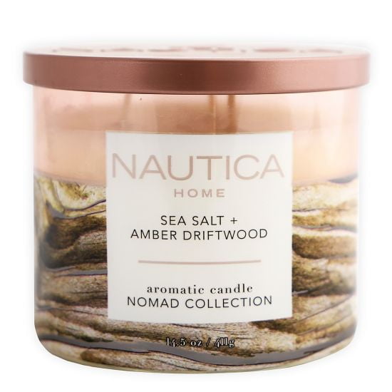 Nautica 14.5oz Soy Wax Blend 3 Wick Candle - Sea Salt & Amber Driftwood