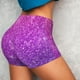 thumbnail image 4 of Fotbe Purple Glitter Shorts Sin Costuras – Shorts Deportivos de Cintura Alta para Mujer, Elásticos para Gimnasio, Yoga, Running o Ciclismo-Medium, 4 of 8