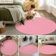 thumbnail image 6 of Pink 3ft Round Rug, Farmhouse Solid Pink Color Modern Art Non-Skid Rubber Backing Large Area Rugs - Living Room Bedroom Home Office, Indoor Floor Mat Carpets Washable Rug, 6 of 9