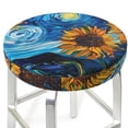 thumbnail image 3 of Balery Starry Night Sunflower Field Fundas de asiento para taburete de bar redondo de tela de terciopelo ajustables que protegen de arañazos y manchas para sillas de 14 a 17 pulgadas.-12 inch, 3 of 7