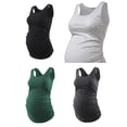 thumbnail image 3 of Yawrut Maternity 4-Piece Tank Tops Sleeveless Ruched Basic Tops Maternity Shirt Vest Mama Clothes, 3 of 8