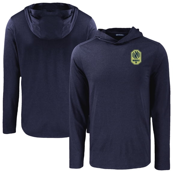 Men's Cutter & Buck Navy Nashville SC Coastline Epic Comfort Eco Recycled Long Sleeve Hoodie T-Shirt