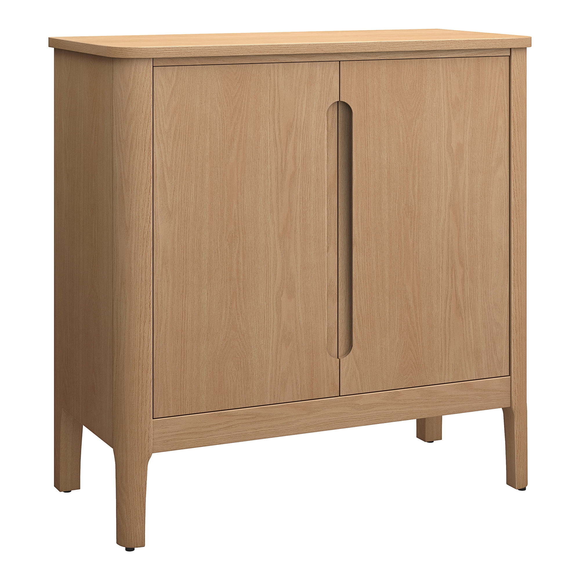 Evelyn&Zoe Manchester 32" Rectangular Solid Wood Accent Cabinet in Light Oak