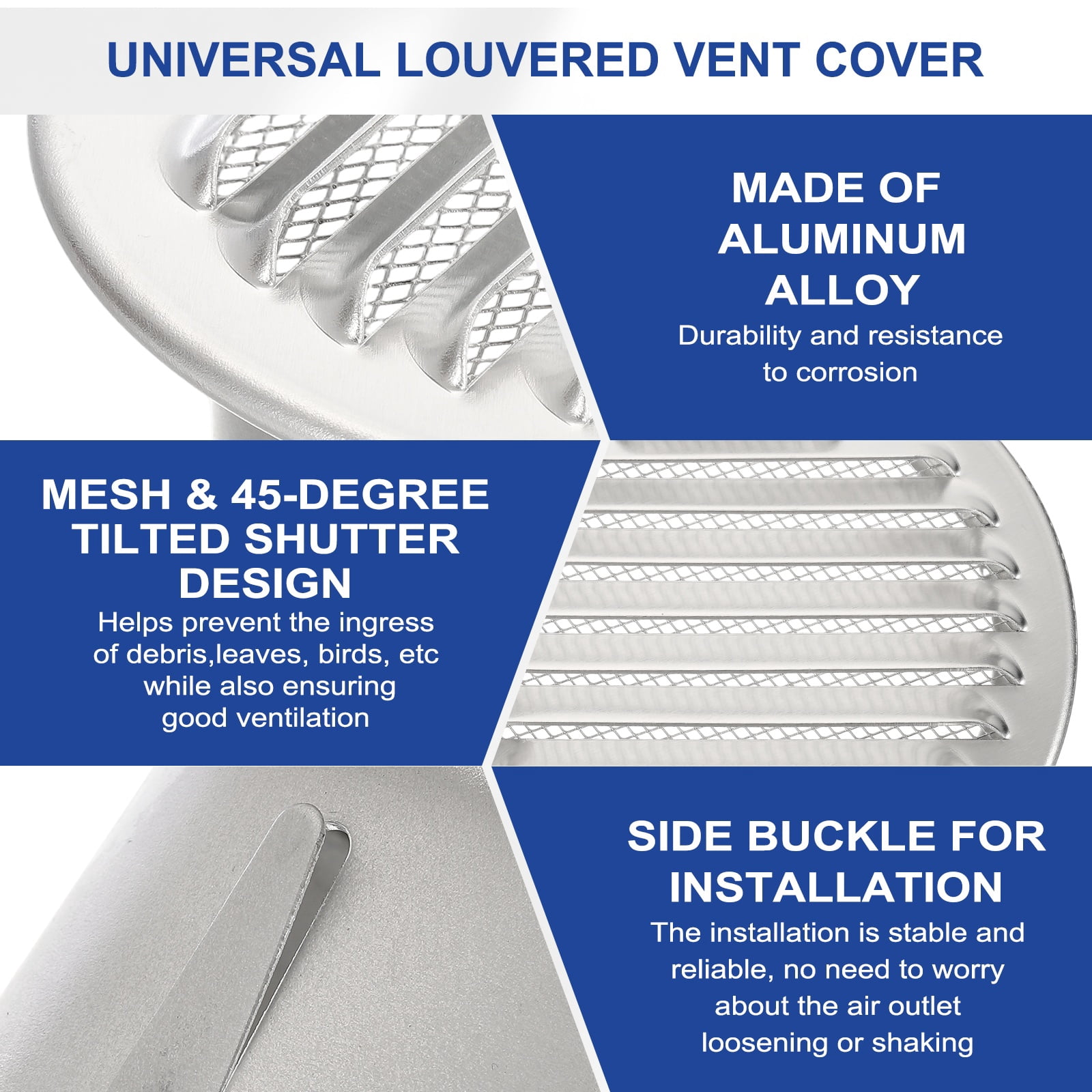 Uxcell 2Pcs 3" Aluminum Universal Louvered Vent Cover Ducting Air Vents Wall Outlet
