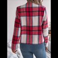 thumbnail image 4 of Chaqueta Corta A Cuadros para Mujer, Camisas de Larga con Botones y Tops Rojo S, 4 of 9