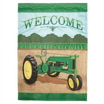13 x 18 in. Tractor Welcome Burlap Double Applique Garden Flag