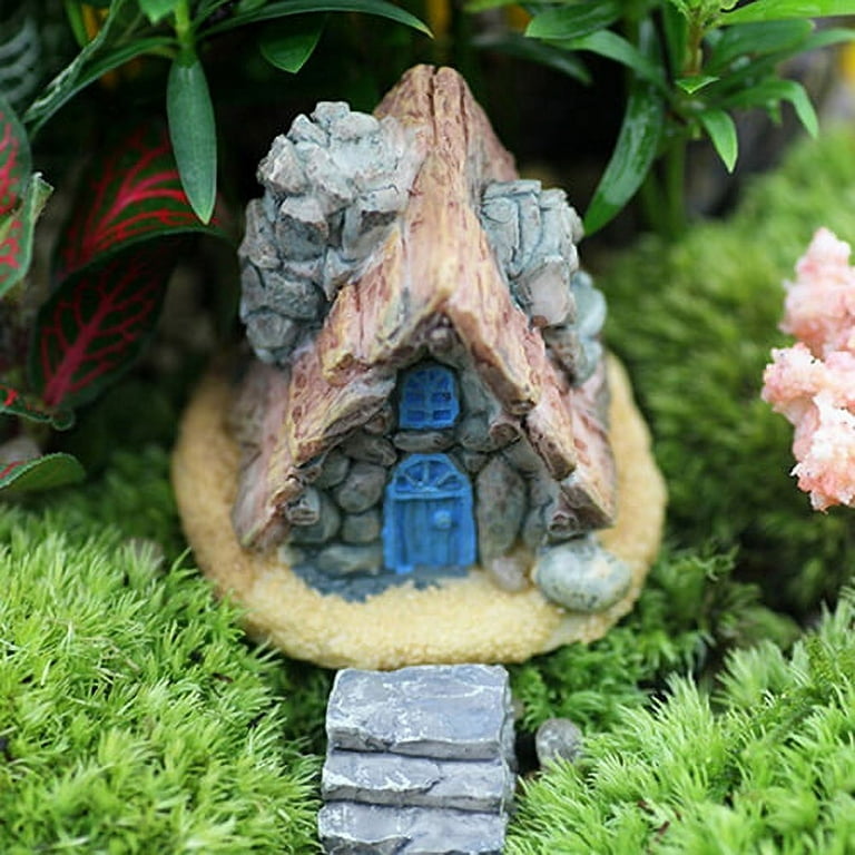 Fairy Garden, SS Sunsbell Miniature Fairy Garden Stone House, Garden Decorations Outdoor Resin Elf House Ornament, Unique Lawn and Garden Decor for