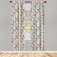 thumbnail image 3 of Ambesonne Colorful Curtains, Cartoon Dog Paw Traces, Pair of 28"x63", Purple Blue Green, 3 of 5