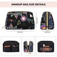 thumbnail image 3 of Lsque Geometry Dash Pattern Genuine Leather Makeup Bag Cosmetic Pouch Travel Organizer Toiletry Clutch Large Capacity Travel Cosmetic Bag, 3 of 6