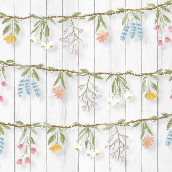 Flower Banner Wildflower Garland Floral for Enchanted Garden Theme Wedding Wild Birthday Baby Bloom Fairy Tale Tea Market Spring Mothers Day Supplies Woodland Cottagecore Party Decorations