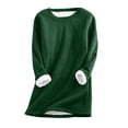 thumbnail image 1 of Kcodviy Hauts d'Automne pour Femmes Veste de Noël sous-Vêtement Femme Col Rond Uni Chandails en Molleton Femmes Chandails à Capuchon Couleur Chaud Manches Longues Polaire Duveteux Décontracté Coupe Ajustée Boho Chandails à Capuchon Femmes Chemises Amples, 1 of 7