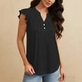 thumbnail image 5 of Fewfanhot Women's Fashion V Neck Button Ruched Ruffle Sleeve Tank Top Sleeveless Vest Casual Lightweight Soft Summer Daily Streetwear Comfort Tops S-XXL, 5 of 8
