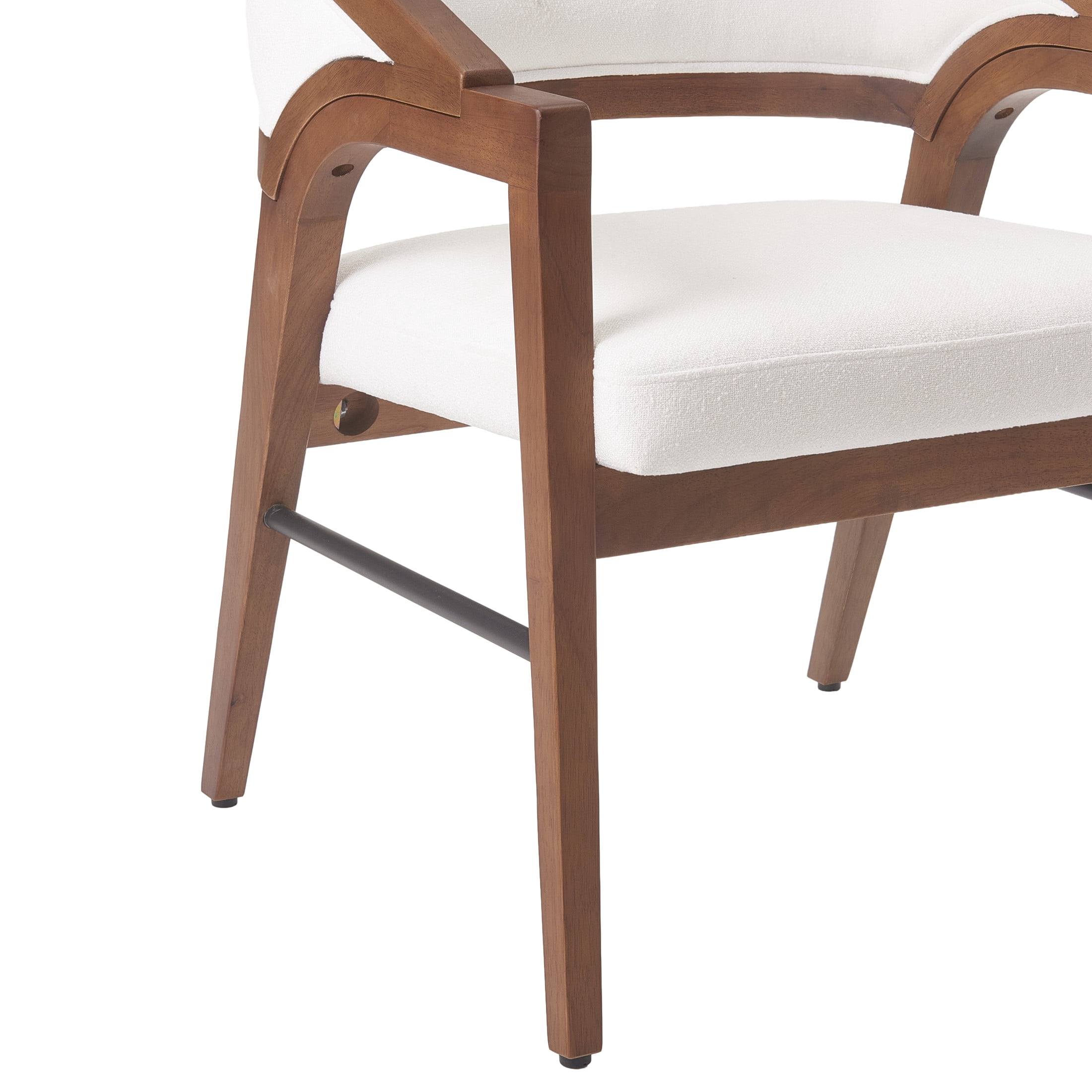 Christopher Knight Home Modern Upholstered Dining Chairs, Solid Wood Frame, Walnut+White, Set of 4