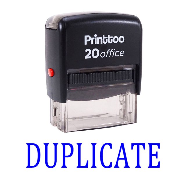 Printtoo DUPLICATE Self Inking Rubber Stamp Office Stationary Custom Stamp-Blue