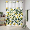 thumbnail image 6 of No Hook Shower Curtain with Built-in Rings - Summer Yellow Lemons Washable Waterproof Fabric Bathroom Curtains for Hotel,Rentals, 72X 96 Inch Extra Long , Green Leaves Tropical Print, 6 of 9