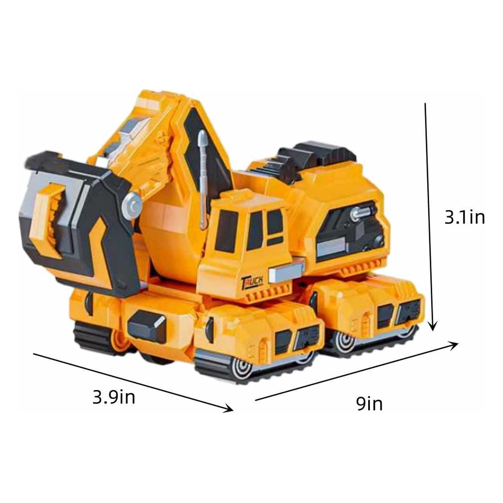 Partheme Novelty Toys 3 Counts Kids Crash Deformation Car Dinosaur Toy Excavator Model Toy Boy Gift Yellow Free Size