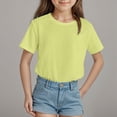 thumbnail image 2 of kpoplk Girls Graphic Tees Short Sleeve Girls Shirts Cute Tops Crew Neck Casual Basic Summer T-Shirt for Kids Teen 4-15 Years(Light Yellow,13-14 Y), 2 of 4