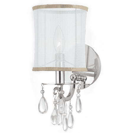 

Wall Sconces 1 Light With Polished Chrome Clear Smooth Teardrop Almond Oysters Silk Brass 6 inch 60 Watts - World of Lighting